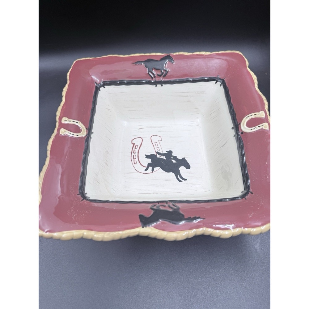 Discontinued Happy Trails Sonoma Earthenware 11Inch Square Bowl